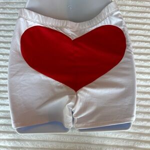 Women's White Bike Shorts with Red Heart